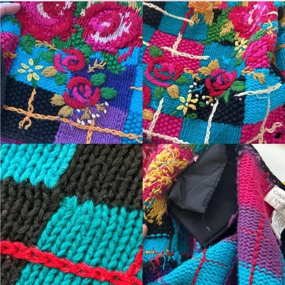 VTG 80s/90s Casual Corner Grandma Core Floral Embroidered Cardigan Knit Sweater. - Picture 7 of 8